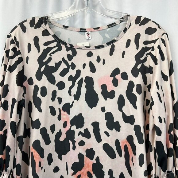 OC Order Plus Womens Pink Leopard Print Long Sleeve High Low Tunic Top Sz Small - Picture 3 of 9